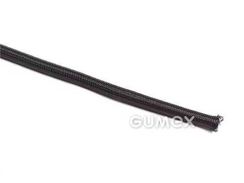 Gumolano pre autoplachty a banery, priemer 6mm, vyššia mechanická odolnosť, gumové vlákno/oplet monofilamentnými vláknami, čierne